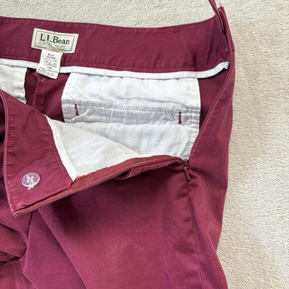 LL Bean Straight Fit Chino Women's 12 Regular Red Mid Rise Side Zip‎ - Picture 10 of 13